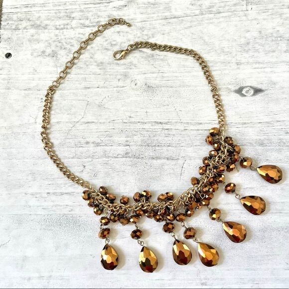 Copper tone beaded statement necklace and earrings set - Picture 2 of 13